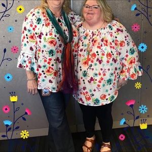 Beautiful Floral Peasant Blouse
